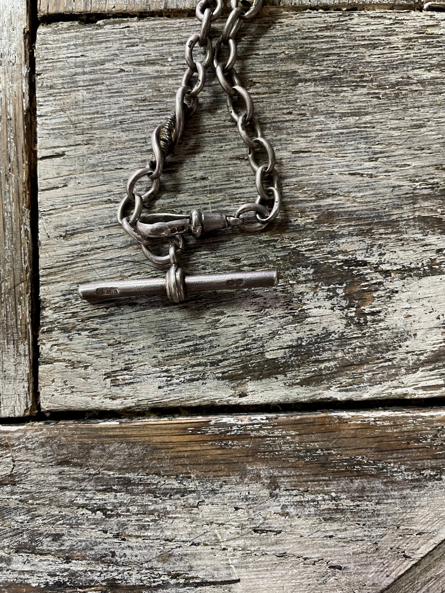 Antique Solid Silver Vest Chain Neckl