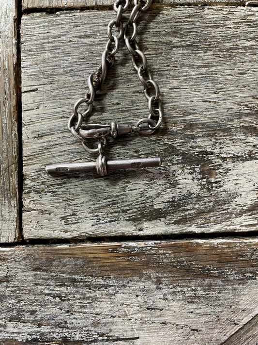 Antique Solid Silver Vest Chain Neckl